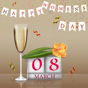 3月8日。国际妇女节。创意传单贺卡贺卡横幅小册子的矢量插图