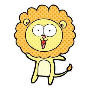 快乐卡通狮子的矢量插图