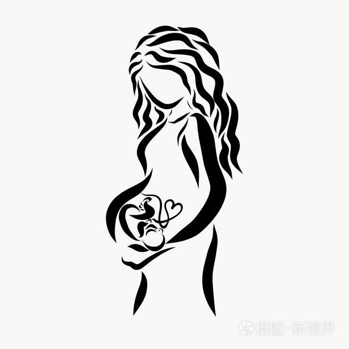 一个美丽的孕妇和一个孩子在她里面