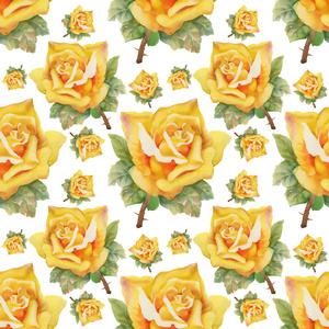 水彩的黄玫瑰无缝模式