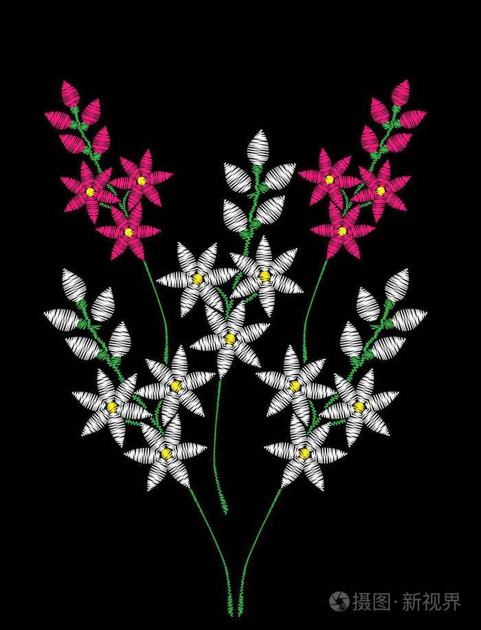 绣花针仿民间花型时尚图案