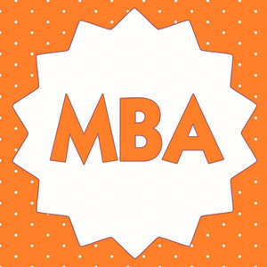 概念性手写显示 Mba。商业照片展示管理和营销等商业领域的高级学位