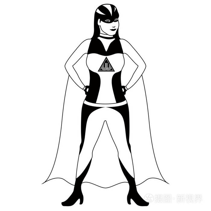 女超人卡通人物素描插画-正版商用图片08647c-摄图新视界