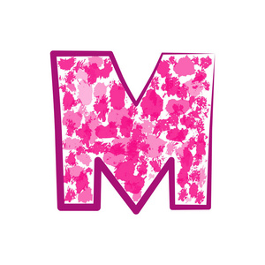 英国粉红色字母 M 在白色背景。矢量插图