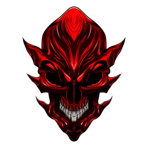 病毒恶魔恶魔骷髅头矢量插图插画