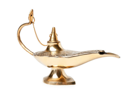 阿拉丁运气阿拉丁神灯白色背景上照片