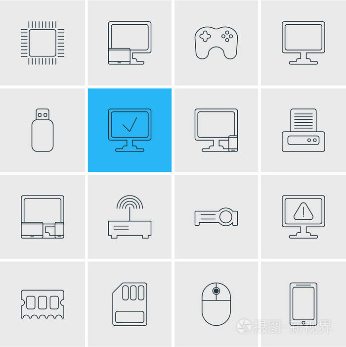 16计算机图标线条样式的插图.