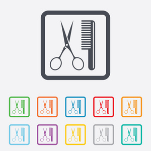理发师符号梳头用剪刀标志图标理发师符号照片