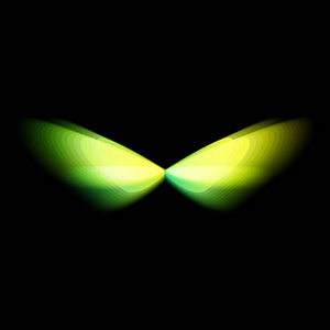蝴蝶隔离标识。明亮的 colorfull 蝶翅, 动态运动, 模糊效果。黑色背景下的抽象向量标识
