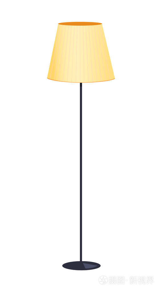 带黑色支架的落地灯矢量图