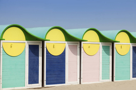 敦刻尔克的海滩小屋。敦刻尔克, 上塞纳省法国, 法国