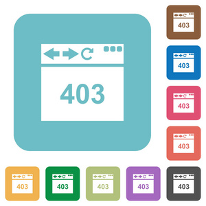 浏览器403禁止白色平面图标在颜色圆角方形背景