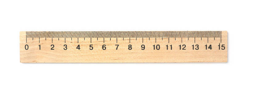 白色背景的木制尺子.学校文具照片