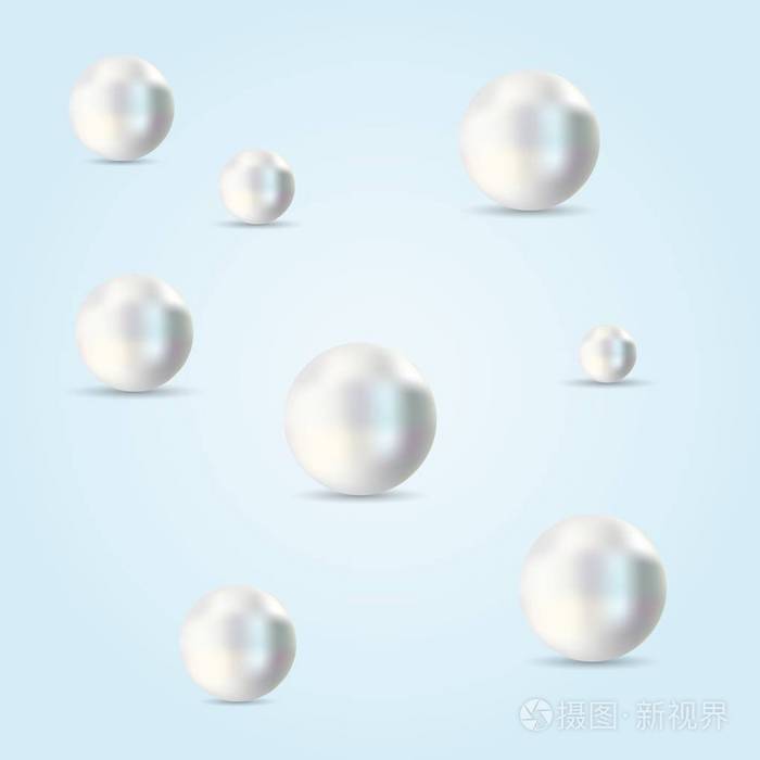 珍珠向量例证 珍珠被隔绝在白色backgorund 与阴影 3d 天然牡蛎 珍珠 闪亮的海珍珠插画 正版商用图片086zr1 摄图新视界