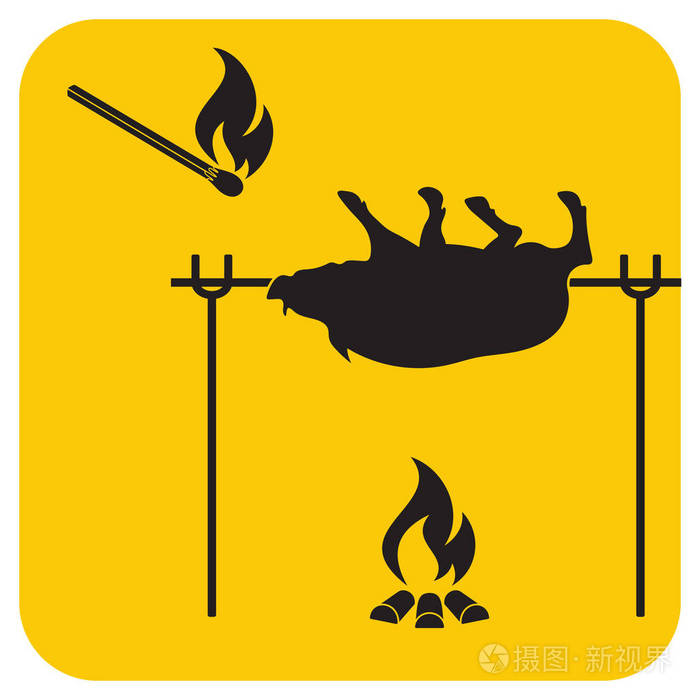 烤野猪图标矢量图案