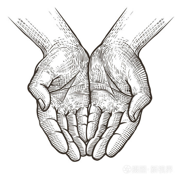 一双手折臂草图复古向量例证