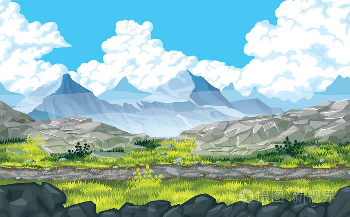 风景的背景与岩石和山插画 正版商用图片0874m3 摄图新视界