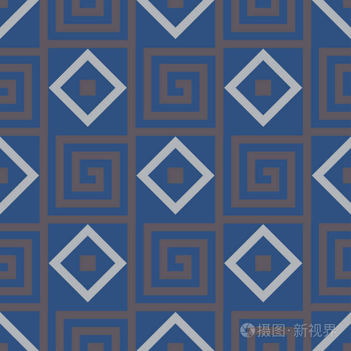 无缝的蓝色背景。以几何样式为墙纸纺织品和织品