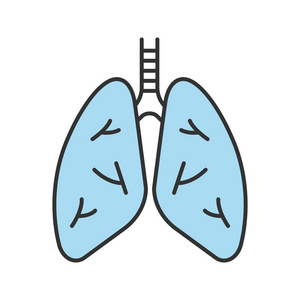 在白色背景下隔离的人肺颜色图标