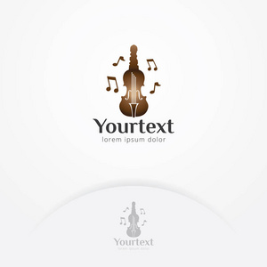小提琴的标志设计的关键, 插图古典小提琴乐器的关键形状。乐器徽标模板