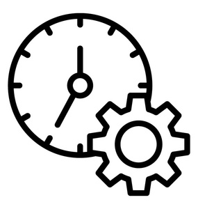 齿轮时钟显示图标, 用于时间管理