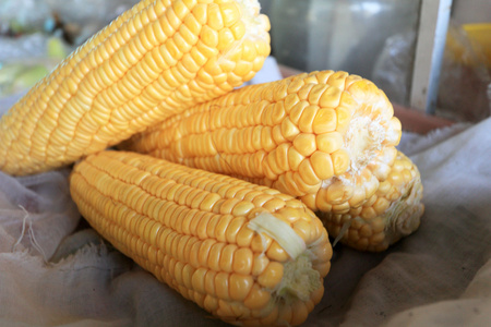 在市场上的新鲜玉米