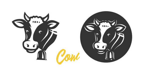 牛.黑白插图插画