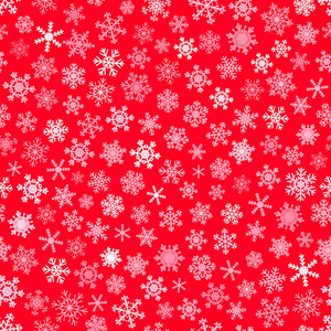 圣诞节无缝图案的雪花, 白色的红色背景