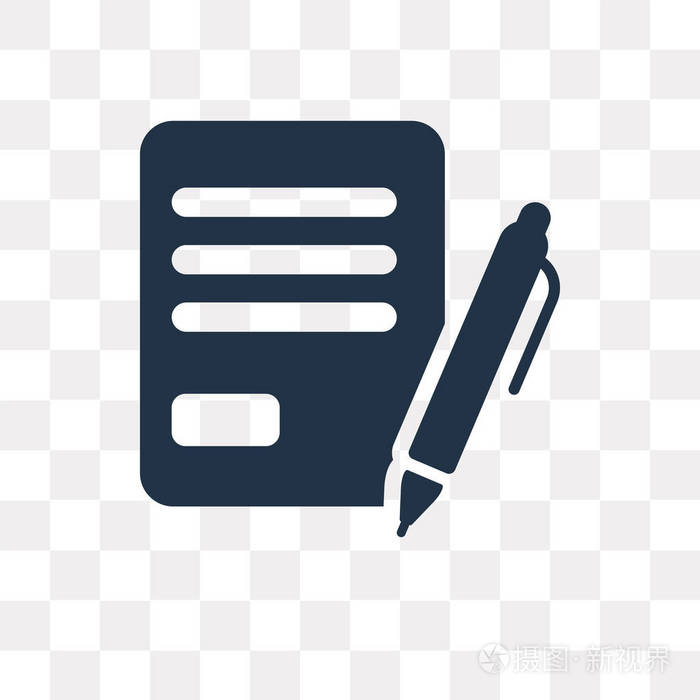 合同矢量图标在透明背景下隔离, 合同透明度概念可用于 web 和移动