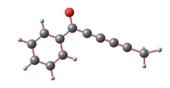 Capillin 是一种自然发生的有机化合物, 具有化学配方 C12h8o。3d 插图