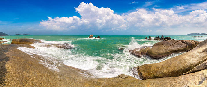 苏梅岛的拉迈海滩全景, 泰国在夏季的一天