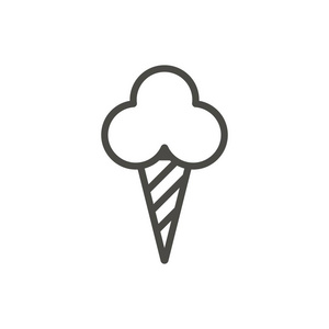 冰淇淋锥图标矢量。线条甜点符号