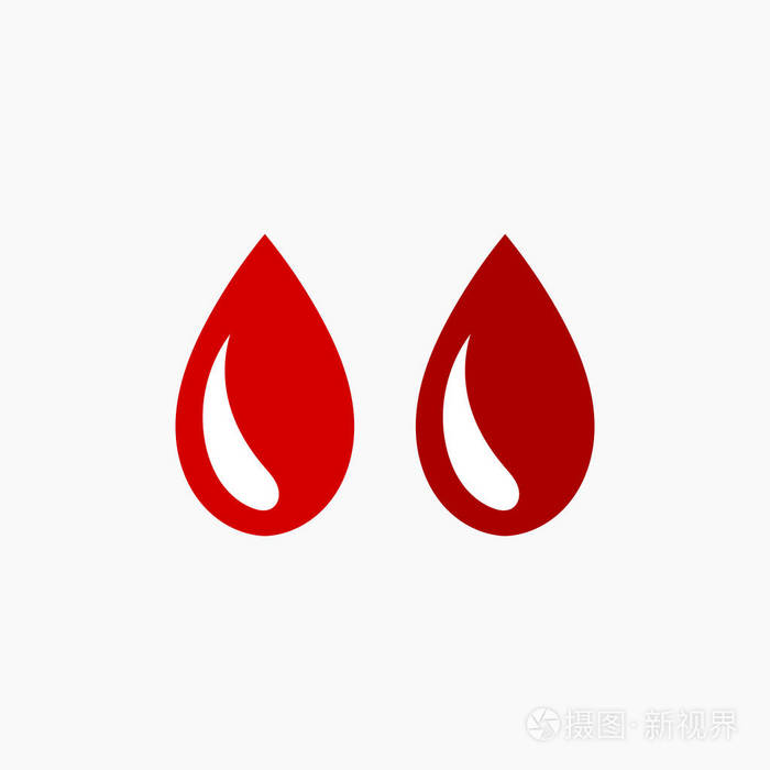 两滴血红色的图标.矢量插图