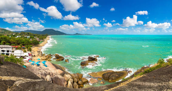 苏梅岛的拉迈海滩全景, 泰国在夏季的一天