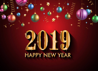 2019新年快乐的背景为您的季节性传单和格力