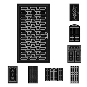 矢量设计的门和前标志。股票的门和木质矢量图标集