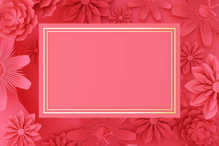 创意抽象长方形红花明信片壁纸。设计, 风格, 文字和邀请的概念。模拟, 3d 渲染