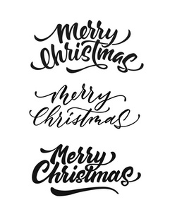 向量圣诞快乐刻字脚本墨迹符号