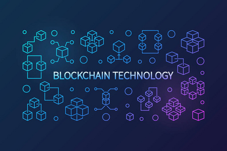 区块链技术矢量彩色轮廓图照片
