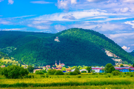 Pregrada Zagorje 地区景观。风景在 Zagorje 地区的小镇 Pregrada, 克罗地亚欧洲