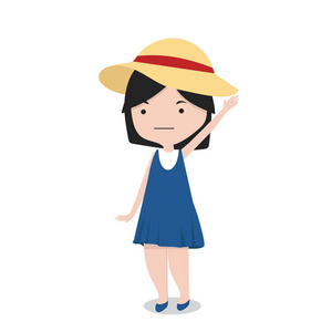 棕色头发小女孩可爱卡通图片