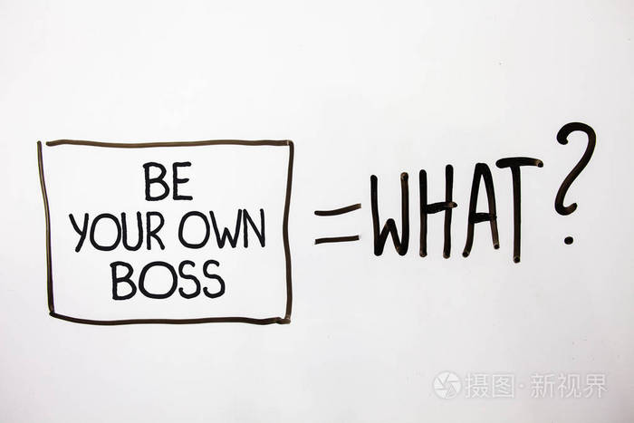 手写文字是你自己的老板 概念意义创业公司自由职业者创业投资白影信息问方程记忆思维理念方程式照片 正版商用图片0rvf 摄图新视界
