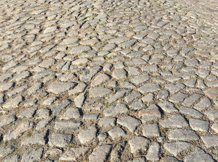 旧鹅卵石路的粗糙表面