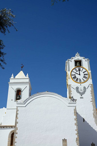 在老城区的圣玛丽教堂 伊格雷雅德圣玛丽亚城堡, 塔维拉, 阿尔加维, 葡萄牙, 欧洲的看法