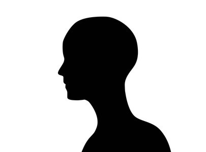 匿名人图标。侧面视图的人头像图标形状或轮廓轮廓查出的白色背景。抽象插图
