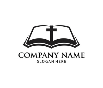 基督教圣书矢量图标徽标设计模板