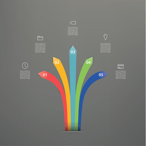 矢量模板。与地方为内容的五个箭头。五个选择