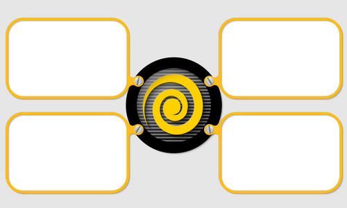 四个黄色具有螺旋图标的文本框架