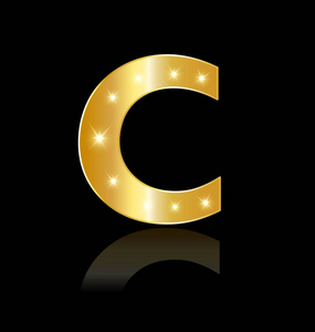 金色字母 C 闪亮矢量符号