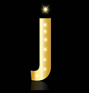 金色字母 J 闪亮矢量符号